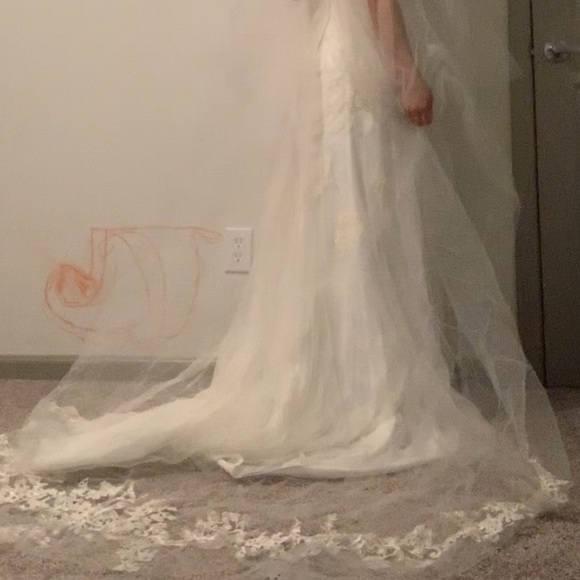 Long Lace Cathedral VERA WANG VEIL for SALE main image 7